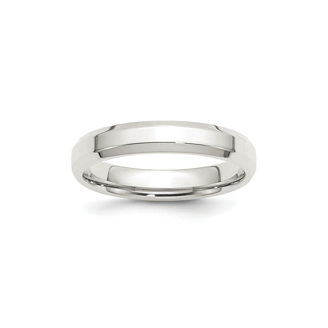 Sterling Silver Beveled Edge, Comfort Fit wedding band ring