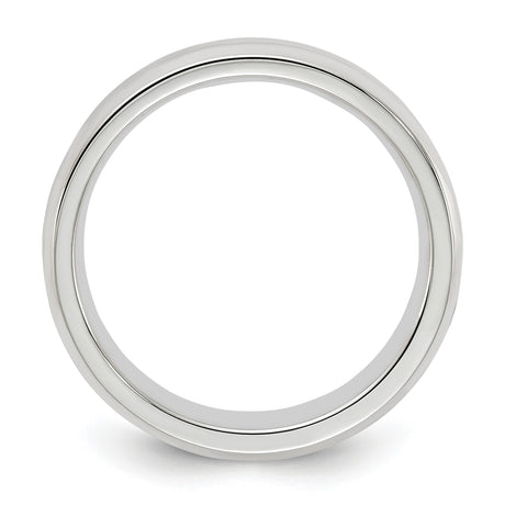 Sterling Silver Beveled Edge, Comfort Fit wedding band ring alternate angle