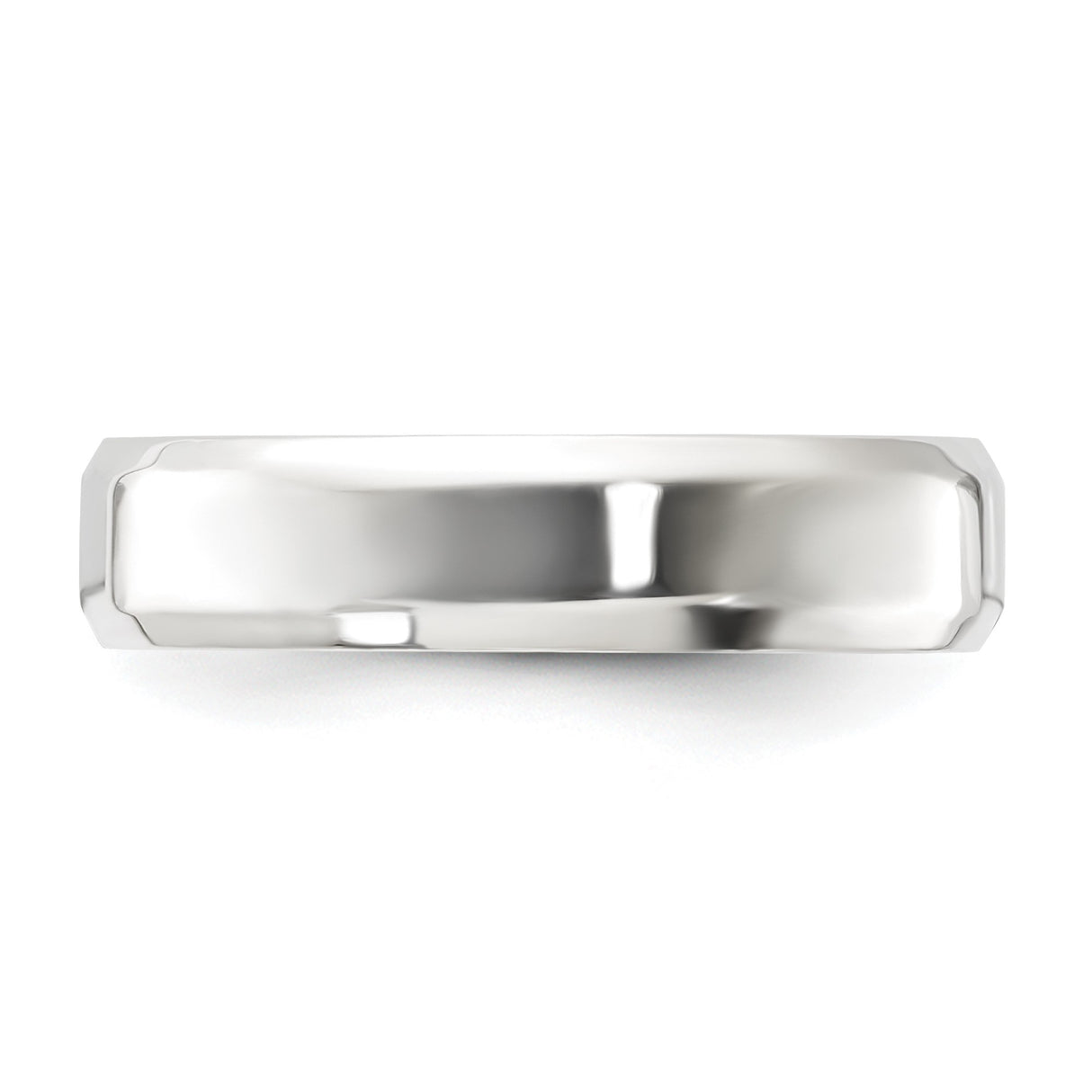 Sterling Silver Beveled Edge, Comfort Fit wedding band ring detail view