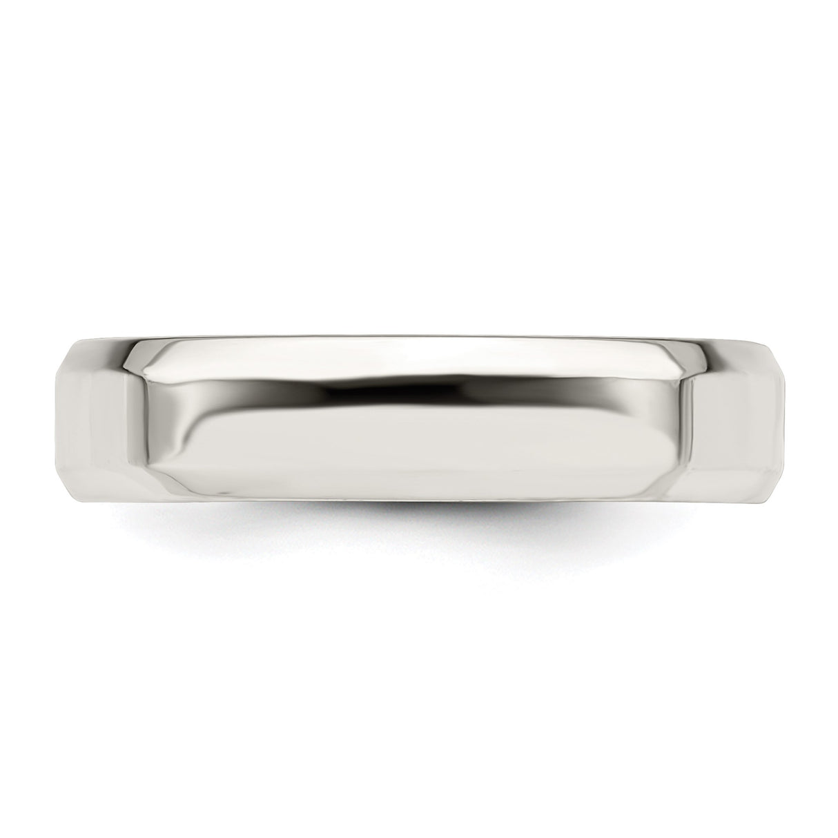 Sterling Silver Beveled Edge, Comfort Fit wedding band ring detail view