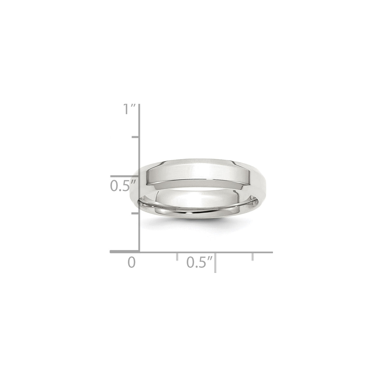 Sterling Silver Beveled Edge, Comfort Fit wedding band ring shown for scale