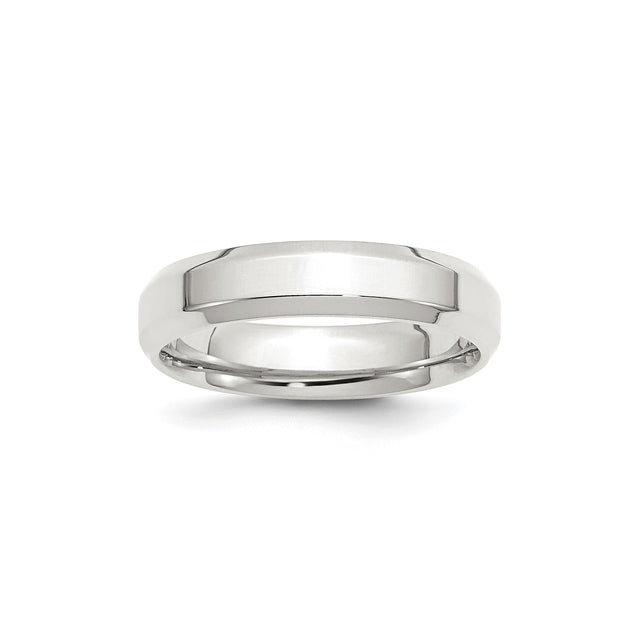 Sterling Silver Beveled Edge, Comfort Fit wedding band ring