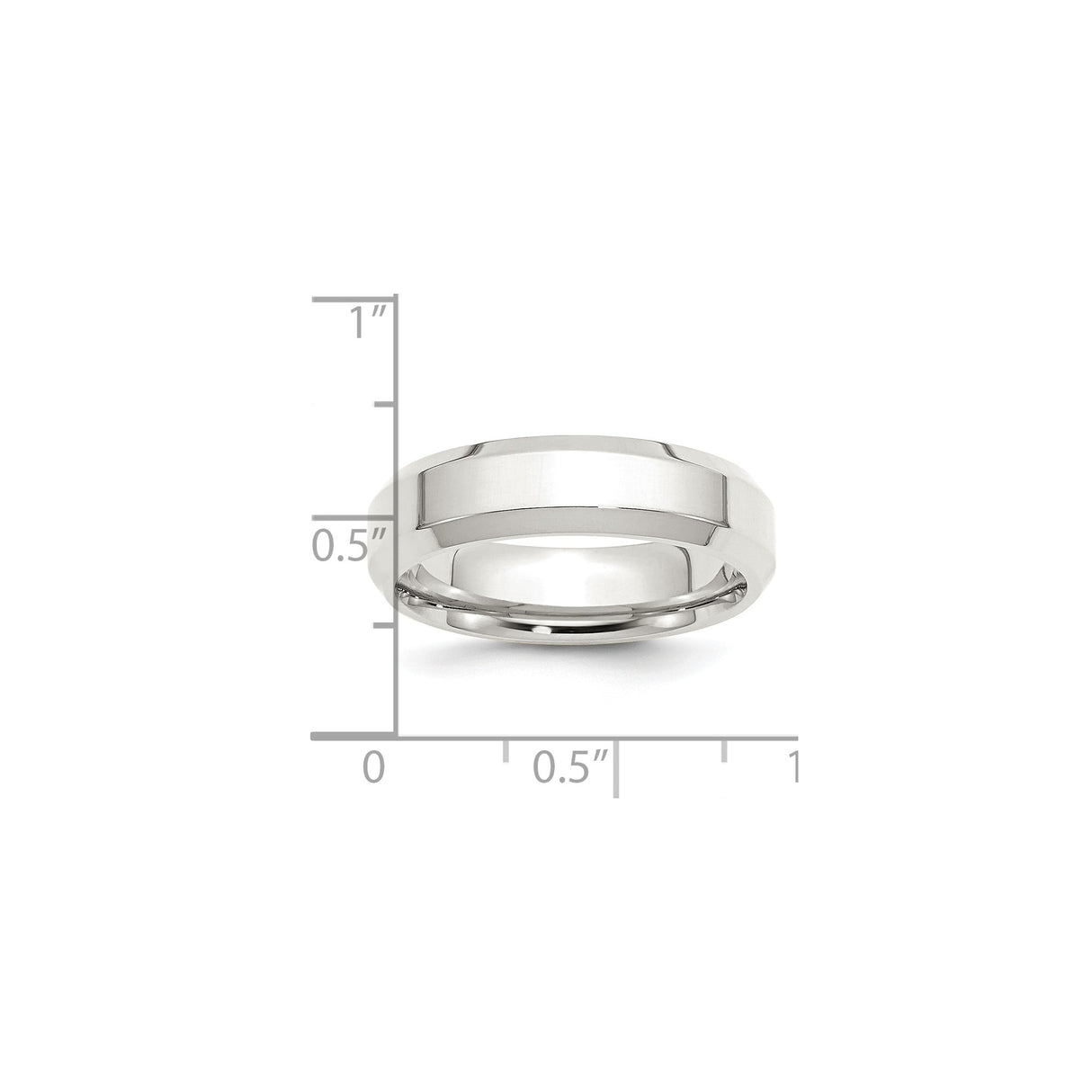 Sterling Silver Beveled Edge, Comfort Fit wedding band ring shown for scale