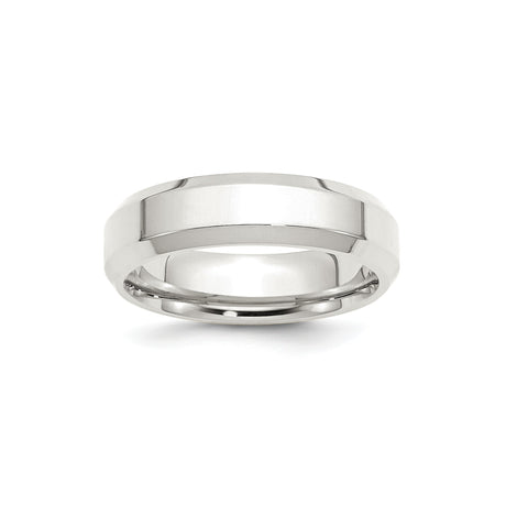 Sterling Silver Beveled Edge, Comfort Fit wedding band ring