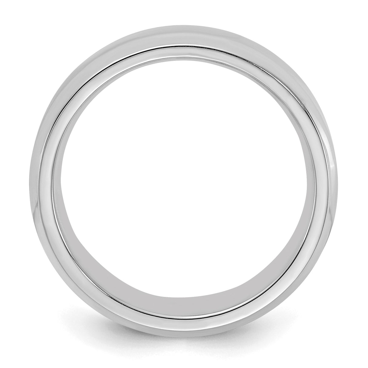 Sterling Silver Beveled Edge wedding band ring detail view