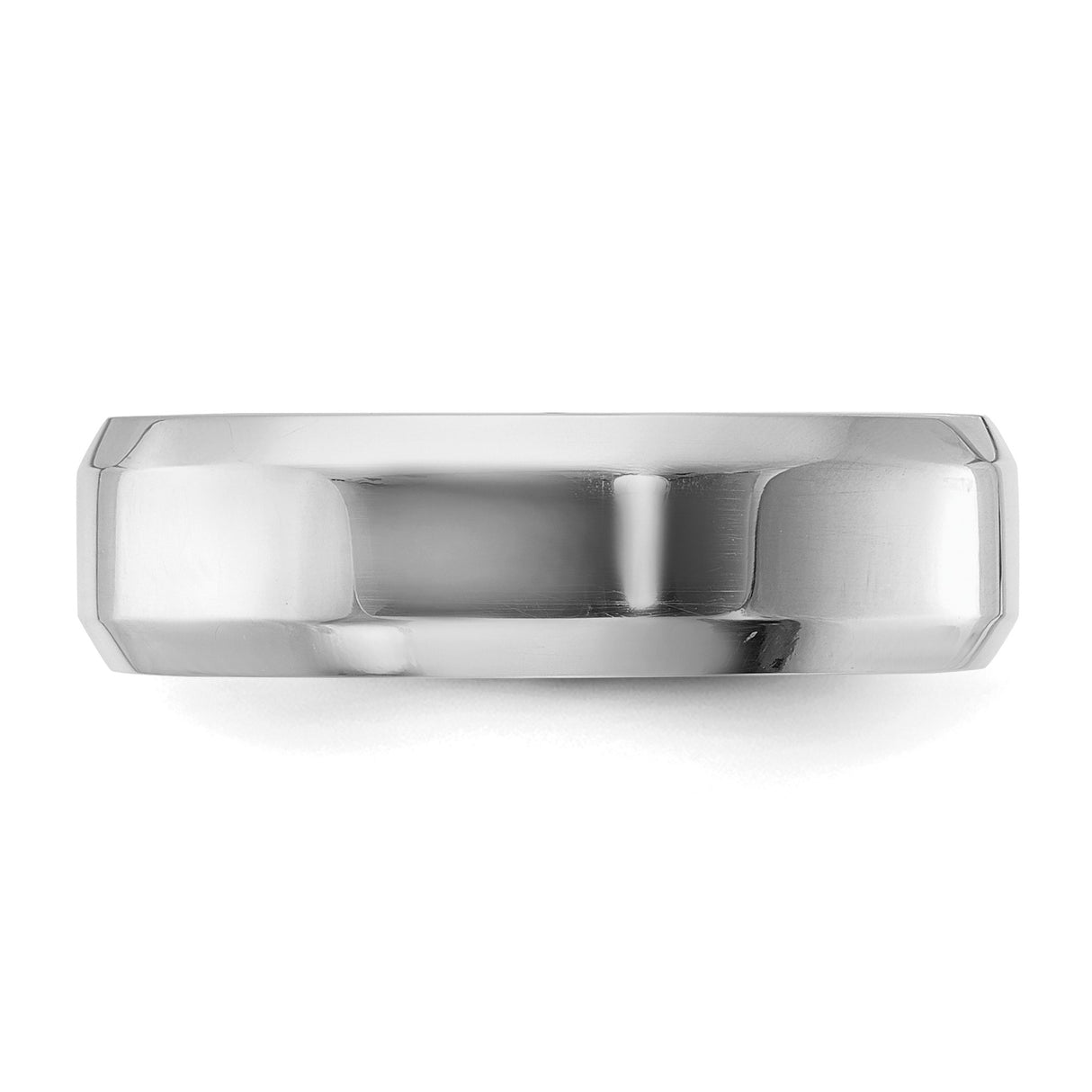 Sterling Silver Beveled Edge wedding band ring detail view