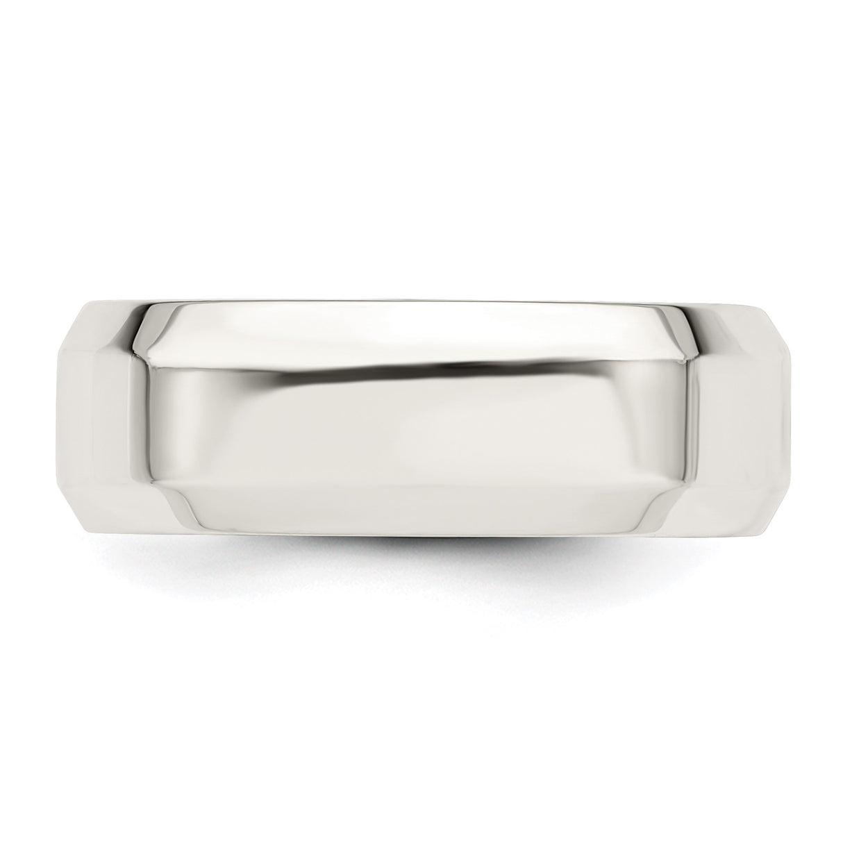Sterling Silver Beveled Edge, Comfort Fit wedding band ring detail view