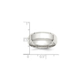 Sterling Silver Beveled Edge, Comfort Fit wedding band ring shown for scale