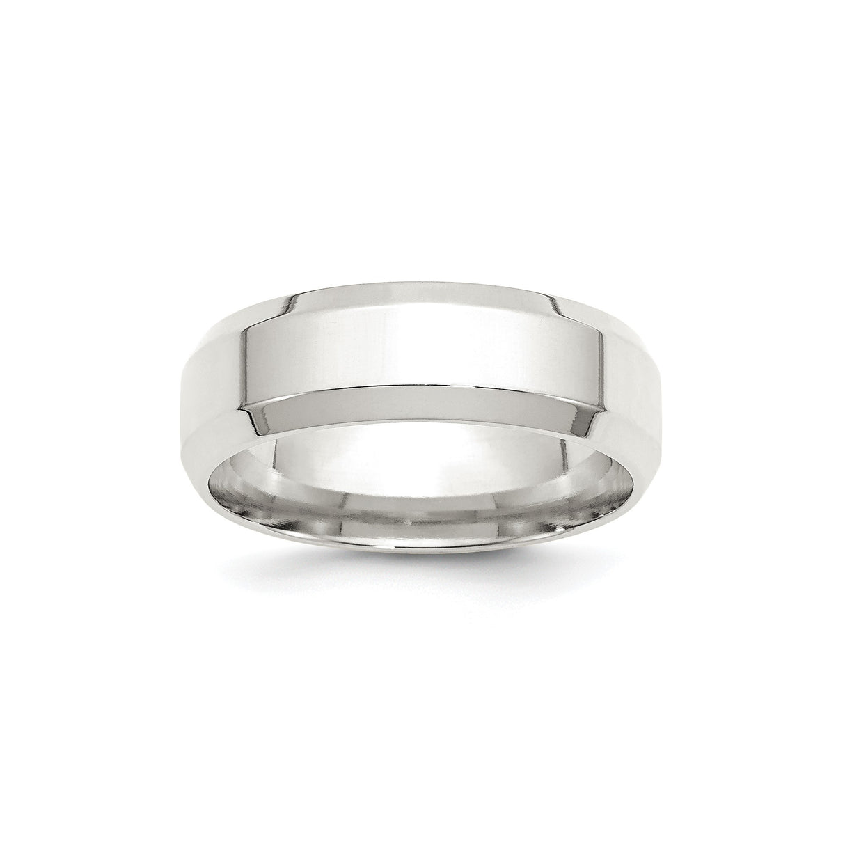 Sterling Silver Beveled Edge, Comfort Fit wedding band ring