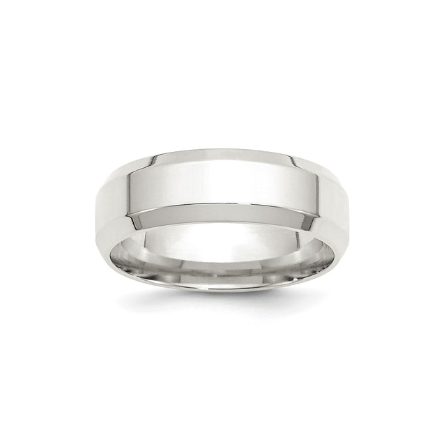 Sterling Silver Beveled Edge, Comfort Fit wedding band ring