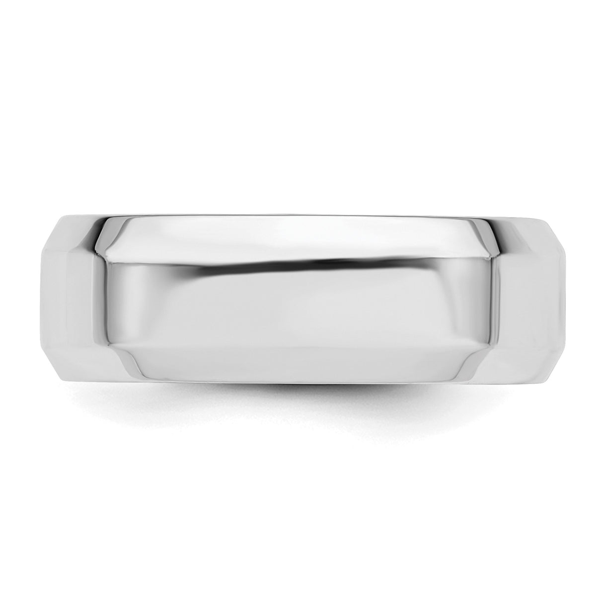 Sterling Silver Beveled Edge wedding band ring detail view