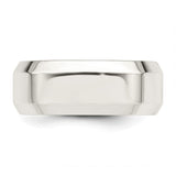 Sterling Silver Beveled Edge, Comfort Fit wedding band ring detail view