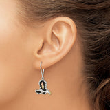 Sterling Silver Cowboy Boot Dangle Earrings with Tri-Color Leaves and Spur Detail