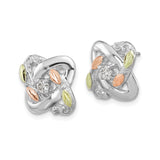 Sterling Silver Love Knot Stud Earrings Diamond Accent