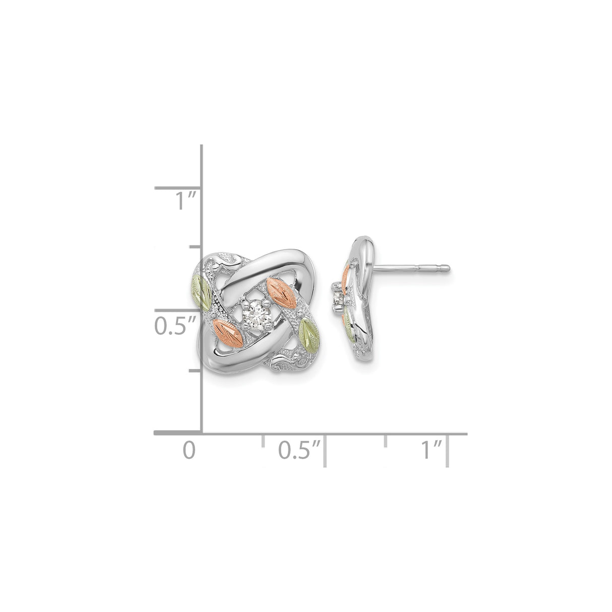 Sterling Silver Love Knot Stud Earrings Diamond Accent