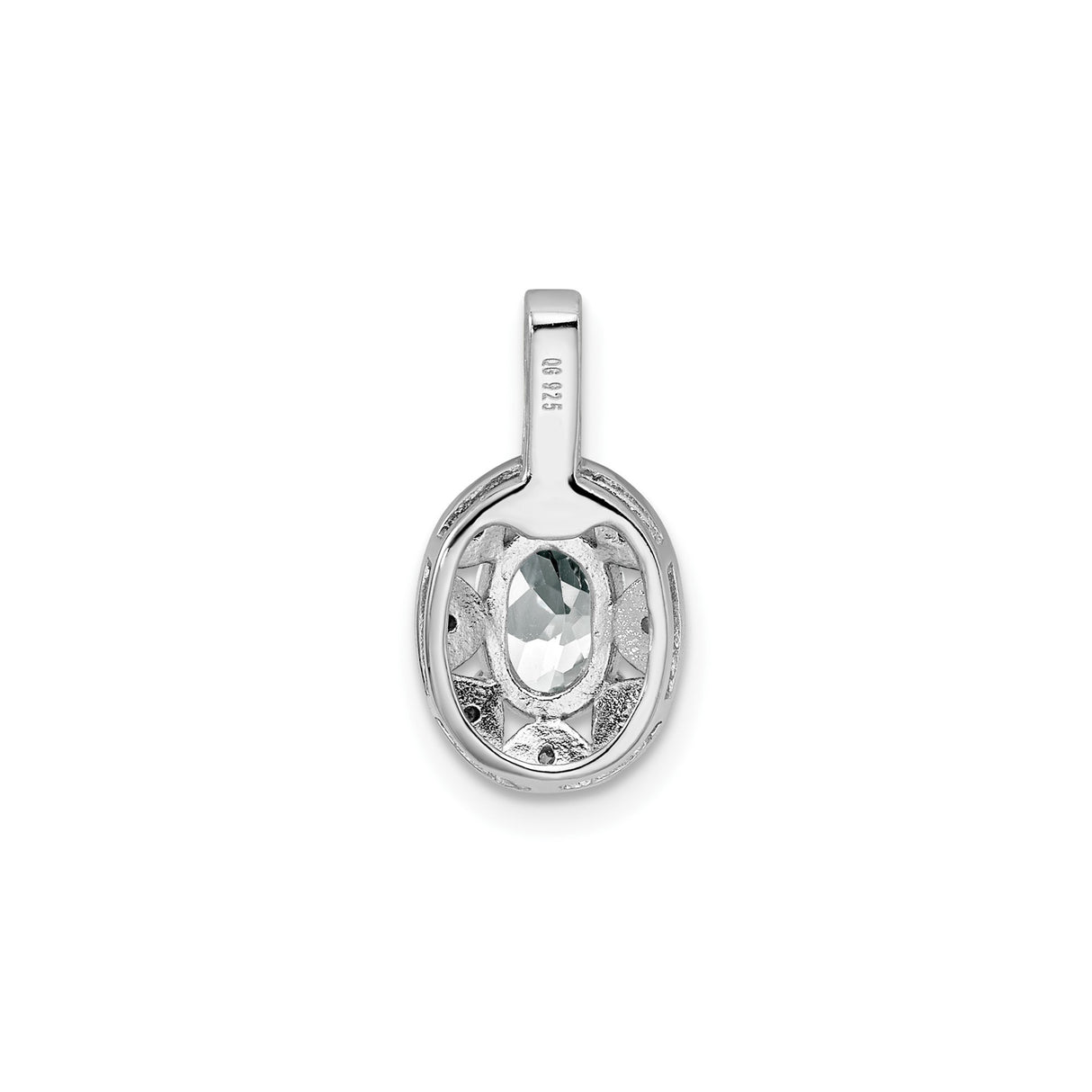 Sterling Silver Pendant with White Topaz and Diamond, Vintage Floral Filigree Design for Women