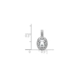 Sterling Silver Pendant with White Topaz and Diamond, Vintage Floral Filigree Design for Women