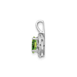 Sterling Silver Pendant with Peridot and Diamond, Oval Filigree Starburst Design, Vintage Inspired