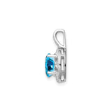 Sterling Silver Starburst Pendant with Swiss Blue Topaz and Diamond Accents