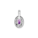 Sterling Silver Pendant with Oval Amethyst, Starburst Filigree Design, Diamond Accents