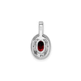 Sterling Silver Garnet Pendant with Filigree Design and Diamond Accents, Vintage Style for Women