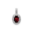 Sterling Silver Garnet Pendant with Filigree Design and Diamond Accents, Vintage Style for Women