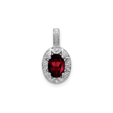 Sterling Silver Garnet Pendant with Filigree Design and Diamond Accents, Vintage Style for Women
