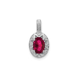 Sterling Silver Pendant with Lab Created Ruby, Diamond Accent, Vintage Filigree Design