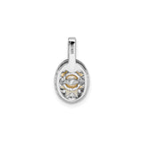 Sterling Silver Pendant with White Freshwater Pearl and Diamond Accents, Vintage Starburst Design