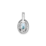 Sterling Silver Pendant with Oval Aquamarine, Filigree Floral and Star Motifs, Cubic Zirconia Accents
