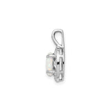 Sterling Silver Pendant with Oval Lab Created Opal and Diamond, Starburst Celestial Motif for Women