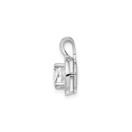 Sterling Silver Star Pendant with White Topaz and Diamond Accents, Starburst Design