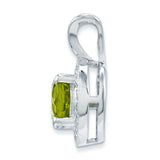 Diamond and Peridot Charm Pendant in Real 925 Sterling Silver