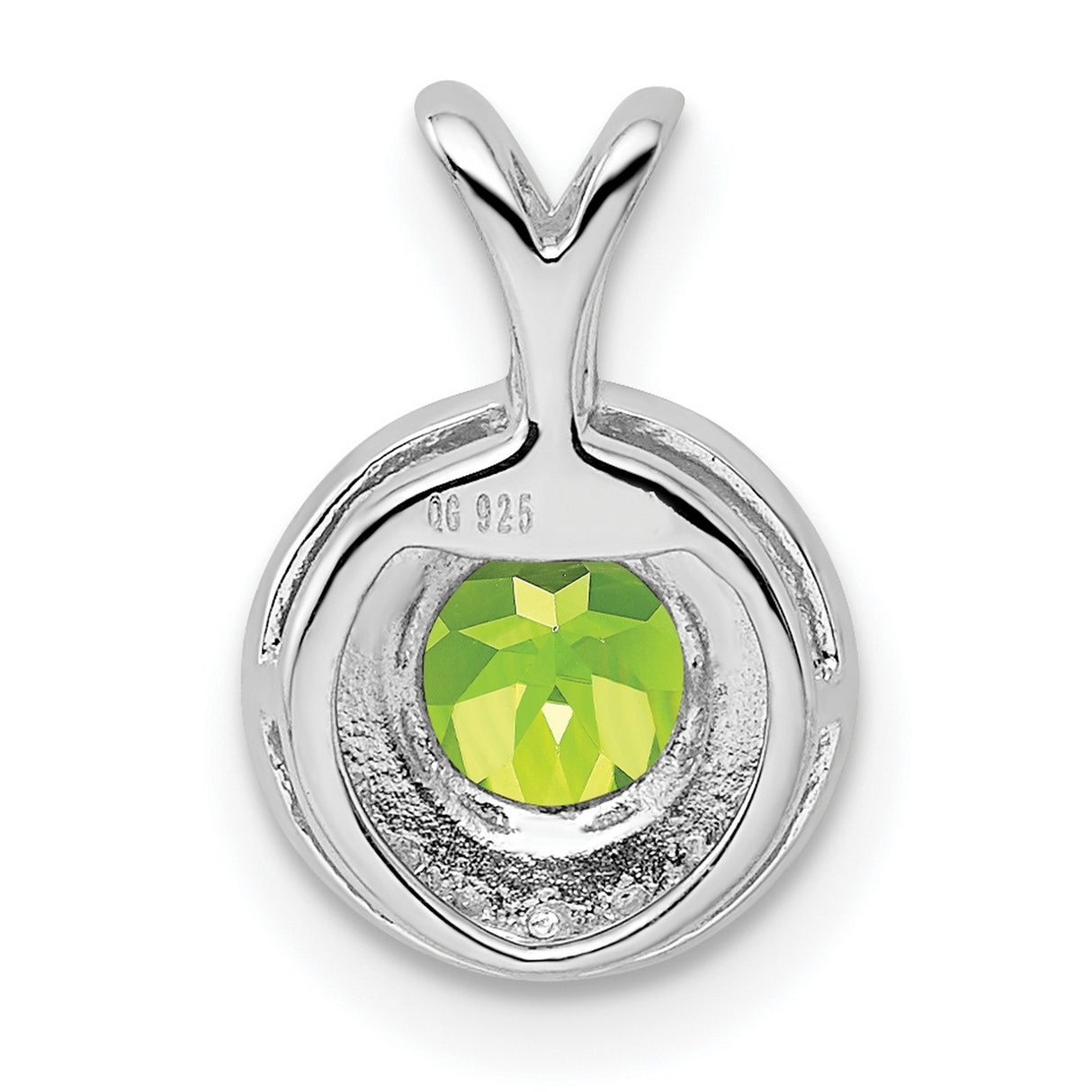 Diamond and Peridot Charm Pendant in Real 925 Sterling Silver