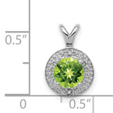 Diamond and Peridot Charm Pendant in Real 925 Sterling Silver