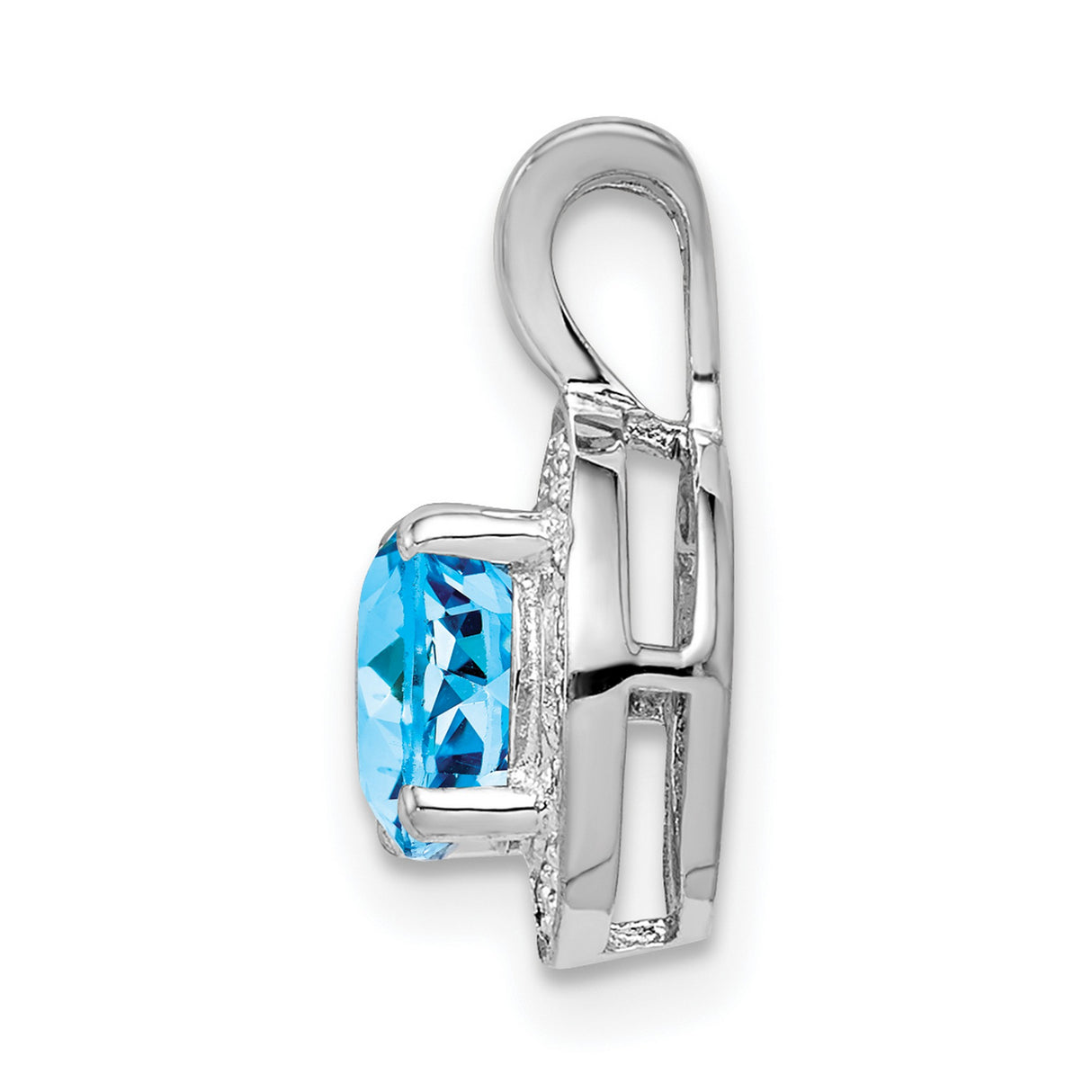 Diamond and Blue Topaz Charm Pendant in Real 925 Sterling Silver