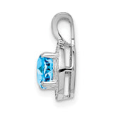 Diamond and Blue Topaz Charm Pendant in Real 925 Sterling Silver