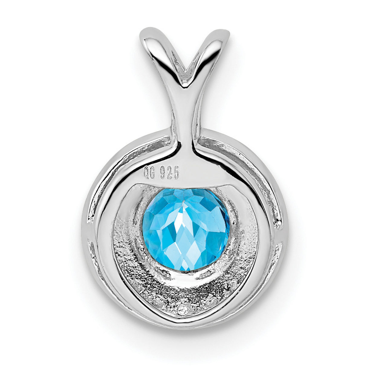 Diamond and Blue Topaz Charm Pendant in Real 925 Sterling Silver