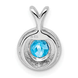 Diamond and Blue Topaz Charm Pendant in Real 925 Sterling Silver