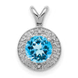 Diamond and Blue Topaz Charm Pendant in Real 925 Sterling Silver