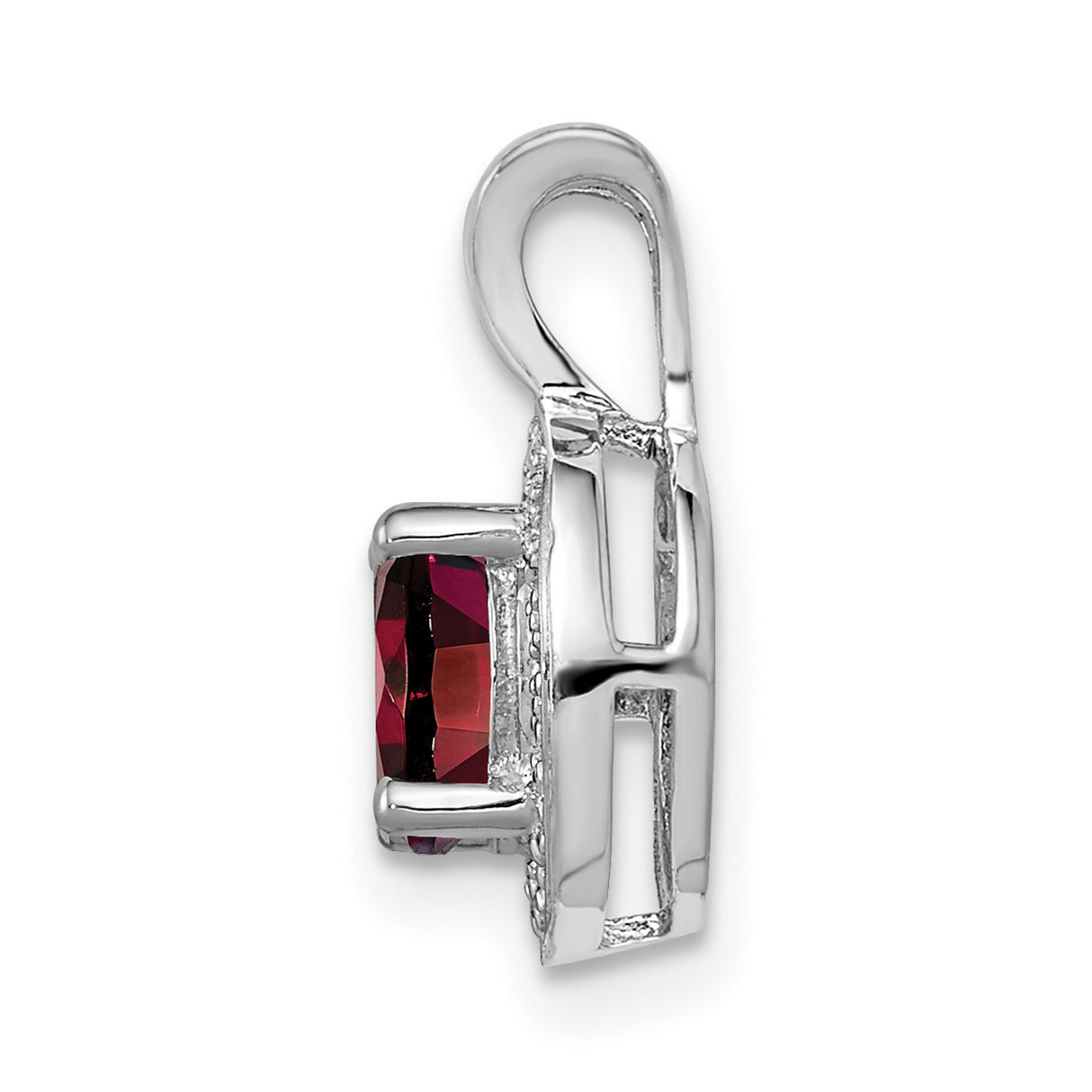 Diamond and Garnet Charm Pendant in Real 925 Sterling Silver