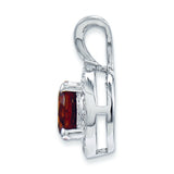 Diamond and Garnet Charm Pendant in Real 925 Sterling Silver