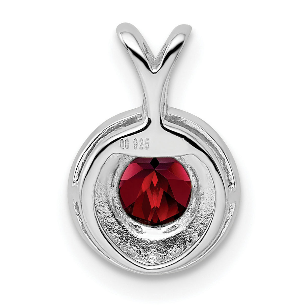 Diamond and Garnet Charm Pendant in Real 925 Sterling Silver