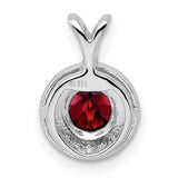 Diamond and Garnet Charm Pendant in Real 925 Sterling Silver