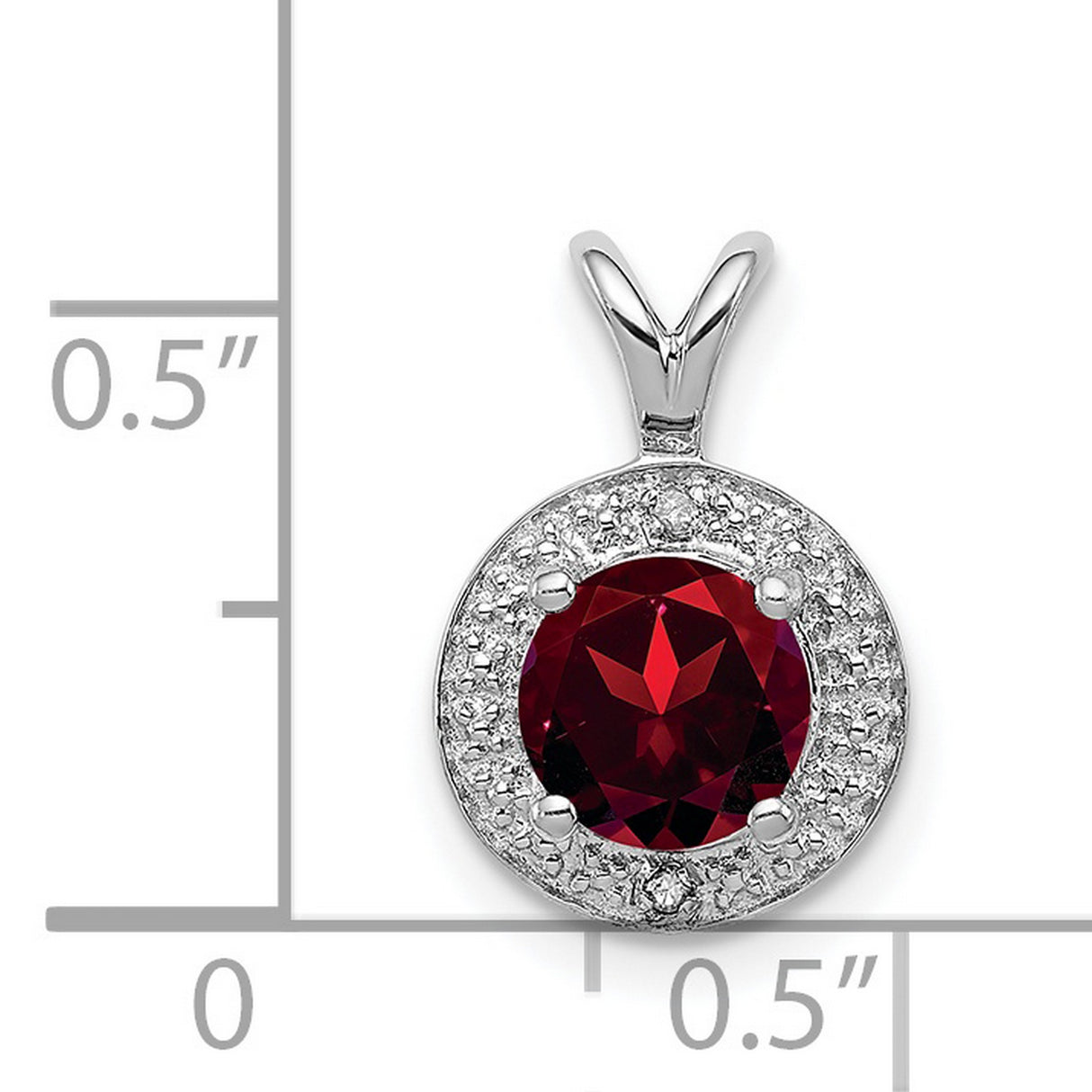 Diamond and Garnet Charm Pendant in Real 925 Sterling Silver