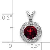 Diamond and Garnet Charm Pendant in Real 925 Sterling Silver