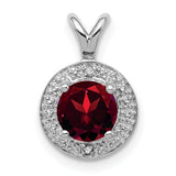 Diamond and Garnet Charm Pendant in Real 925 Sterling Silver