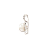 Sterling Silver Pendant with White Cultured Pearl and Cubic Zirconia Halo