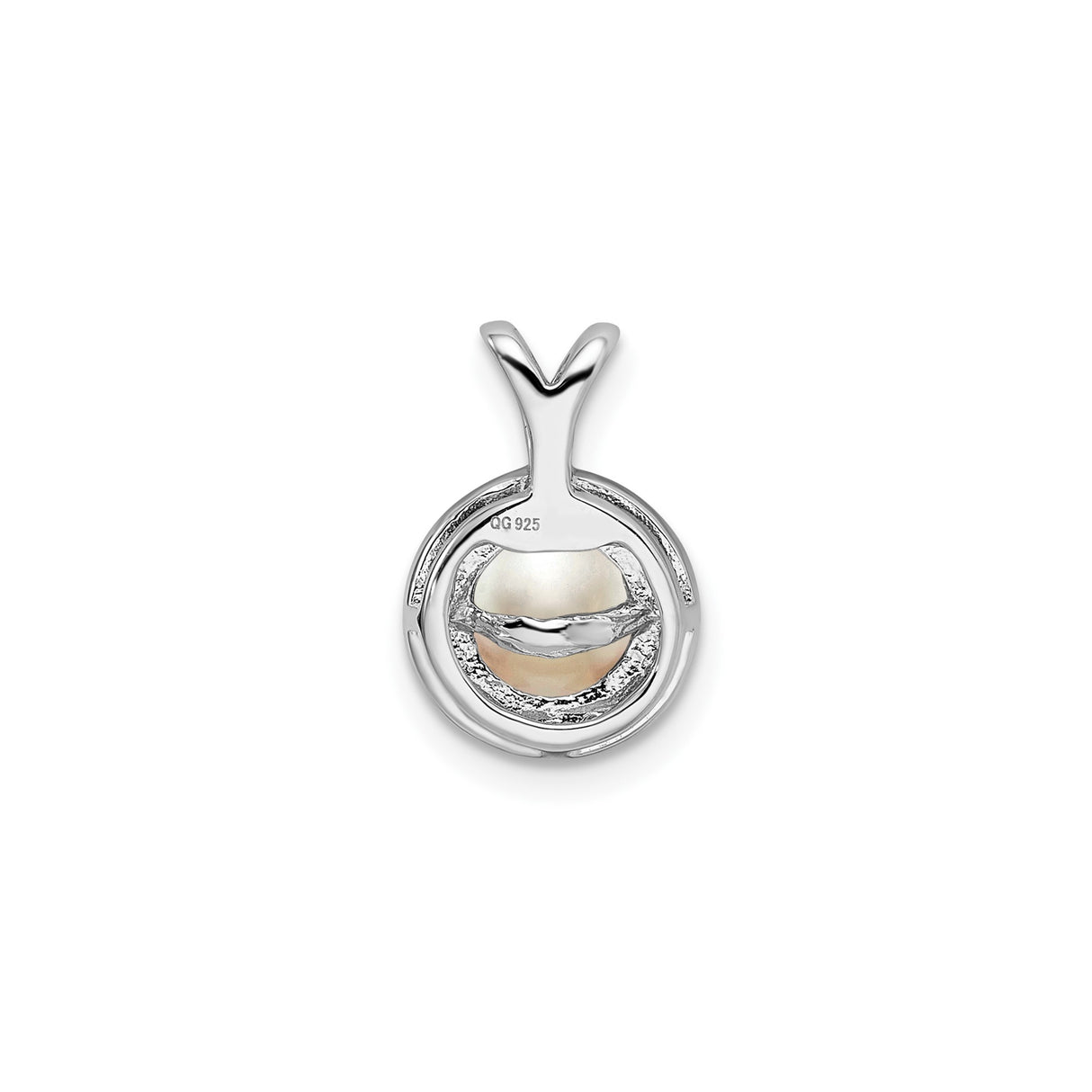 Sterling Silver Pendant with White Cultured Pearl and Cubic Zirconia Halo