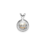 Sterling Silver Pendant with White Cultured Pearl and Cubic Zirconia Halo